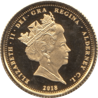 2018 GOLD QUARTER SOVEREIGN ALDERNEY ( PROOF ) - Gold World Coins - Cambridgeshire Coins