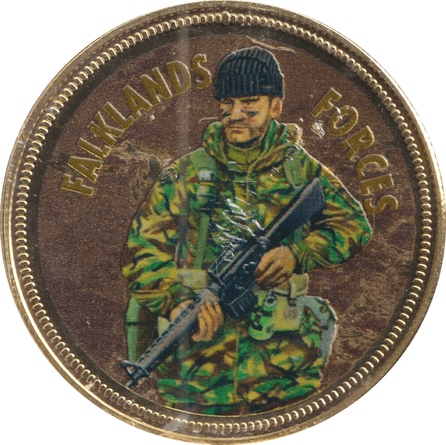 2018 PROOF CARAT GOLD PLATED COMMEMORATIVE FALKLANDS FORCES - GOLD COMMEMORATIVE - Cambridgeshire Coins