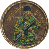 2018 PROOF CARAT GOLD PLATED COMMEMORATIVE FALKLANDS FORCES - GOLD COMMEMORATIVE - Cambridgeshire Coins