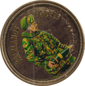 2018 PROOF CARAT GOLD PLATED COMMEMORATIVE FALKLANDS FORCES - GOLD COMMEMORATIVE - Cambridgeshire Coins