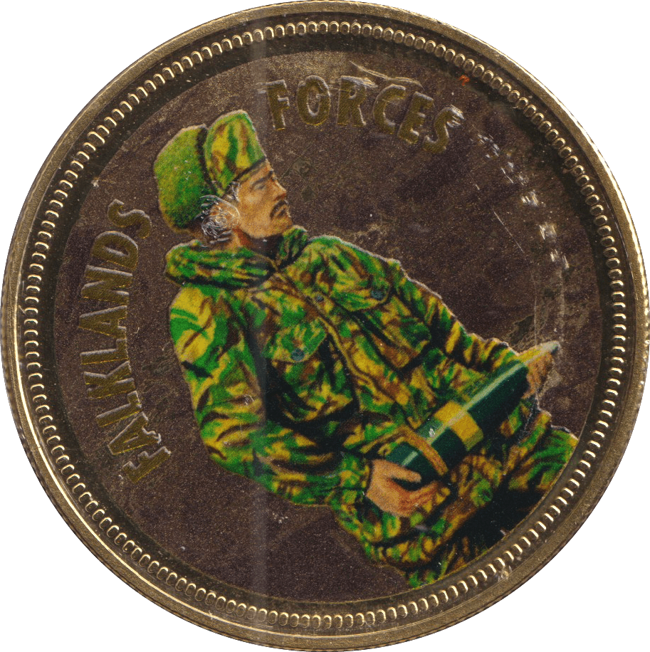 2018 PROOF CARAT GOLD PLATED COMMEMORATIVE FALKLANDS FORCES - GOLD COMMEMORATIVE - Cambridgeshire Coins