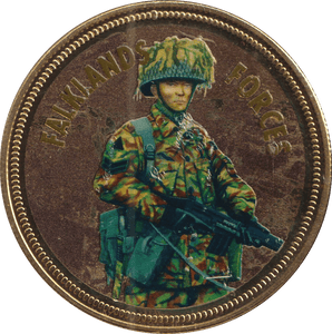 2018 PROOF CARAT GOLD PLATED COMMEMORATIVE FALKLANDS FORCES - GOLD COMMEMORATIVE - Cambridgeshire Coins