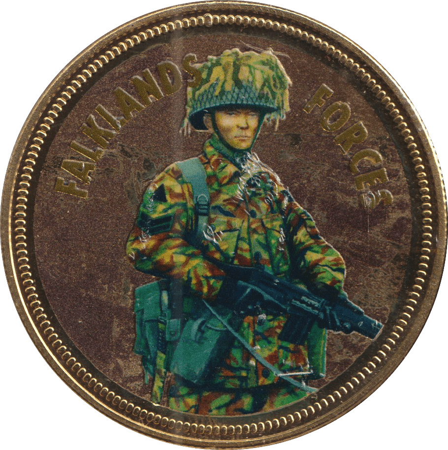 2018 PROOF CARAT GOLD PLATED COMMEMORATIVE FALKLANDS FORCES - GOLD COMMEMORATIVE - Cambridgeshire Coins