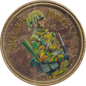 2018 PROOF CARAT GOLD PLATED COMMEMORATIVE FALKLANDS FORCES - GOLD COMMEMORATIVE - Cambridgeshire Coins