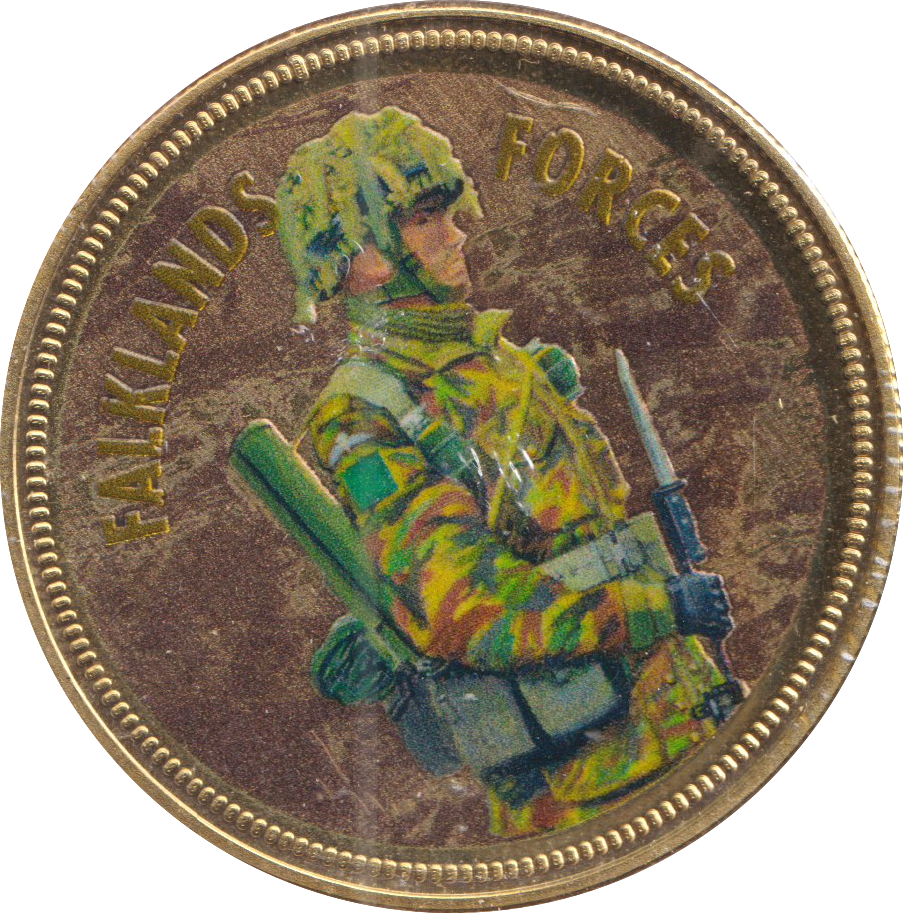 2018 PROOF CARAT GOLD PLATED COMMEMORATIVE FALKLANDS FORCES - GOLD COMMEMORATIVE - Cambridgeshire Coins