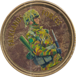 2018 PROOF CARAT GOLD PLATED COMMEMORATIVE FALKLANDS FORCES - GOLD COMMEMORATIVE - Cambridgeshire Coins