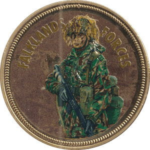 2018 PROOF CARAT GOLD PLATED COMMEMORATIVE FALKLANDS FORCES - GOLD COMMEMORATIVE - Cambridgeshire Coins