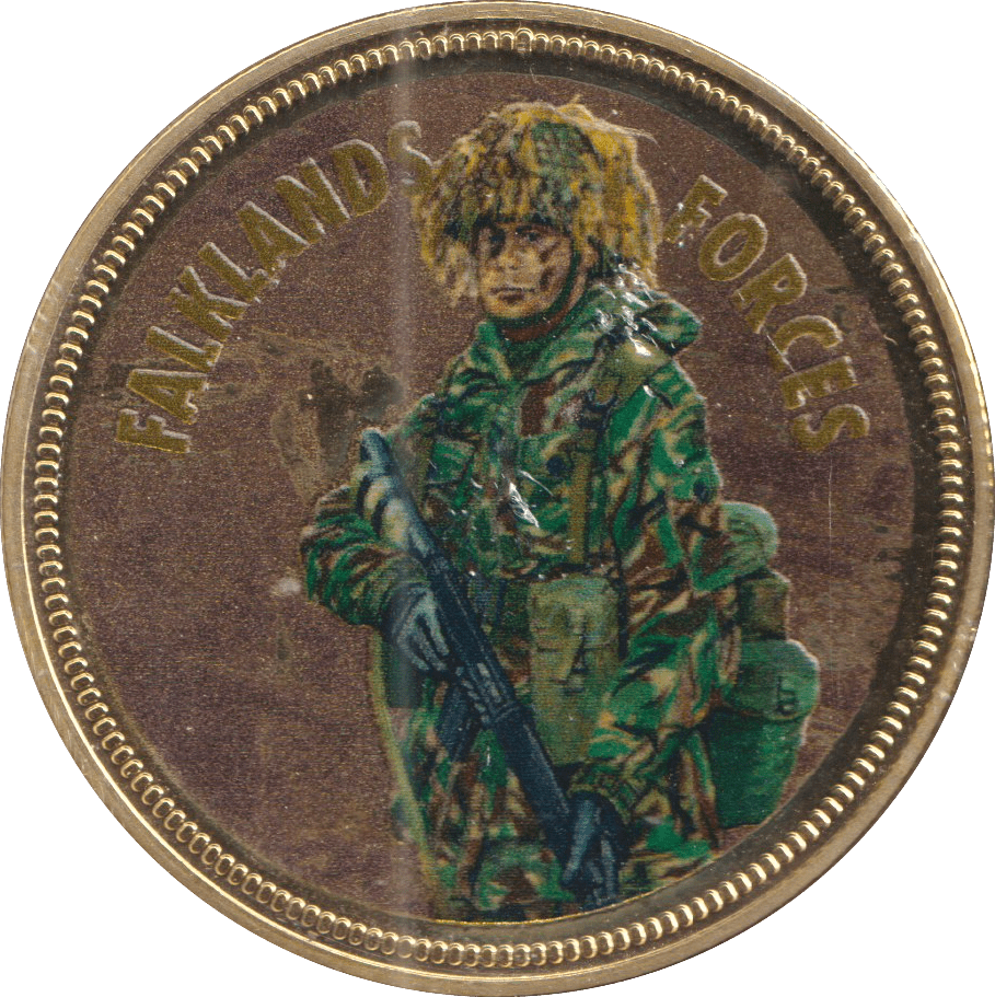 2018 PROOF CARAT GOLD PLATED COMMEMORATIVE FALKLANDS FORCES - GOLD COMMEMORATIVE - Cambridgeshire Coins