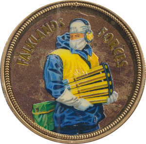 2018 PROOF CARAT GOLD PLATED COMMEMORATIVE FALKLANDS FORCES - GOLD COMMEMORATIVE - Cambridgeshire Coins