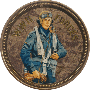 2018 PROOF CARAT GOLD PLATED COMMEMORATIVE WWII FORCES - WORLD COINS - Cambridgeshire Coins