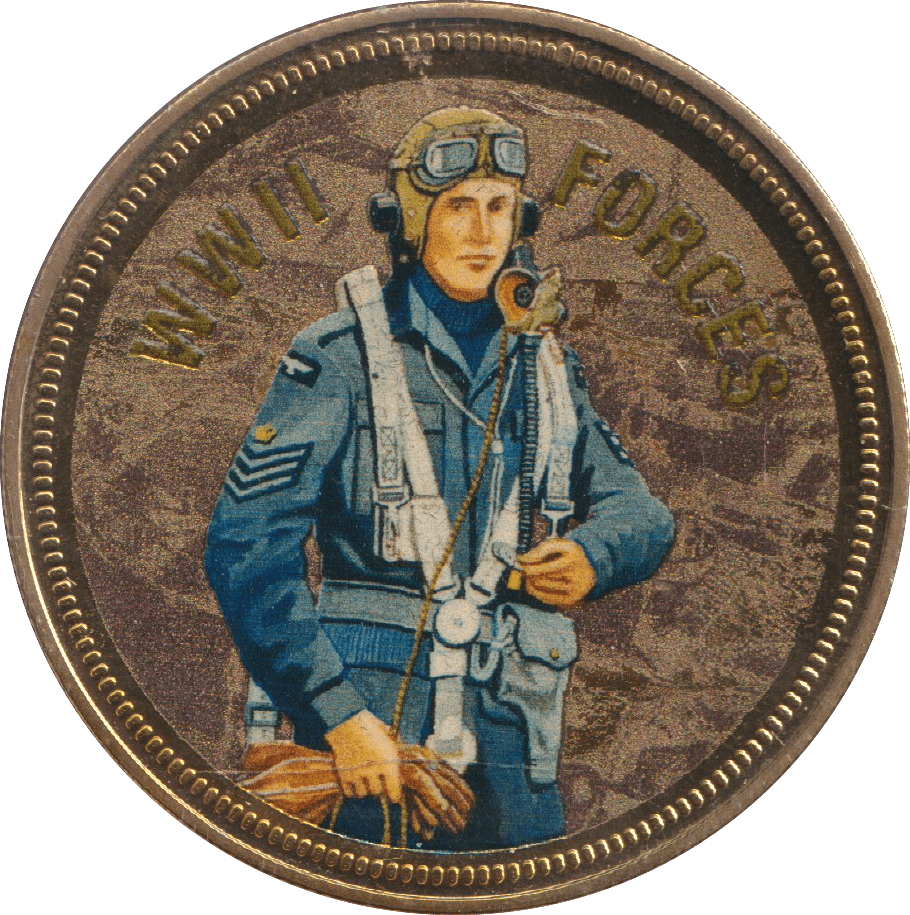 2018 PROOF CARAT GOLD PLATED COMMEMORATIVE WWII FORCES - WORLD COINS - Cambridgeshire Coins