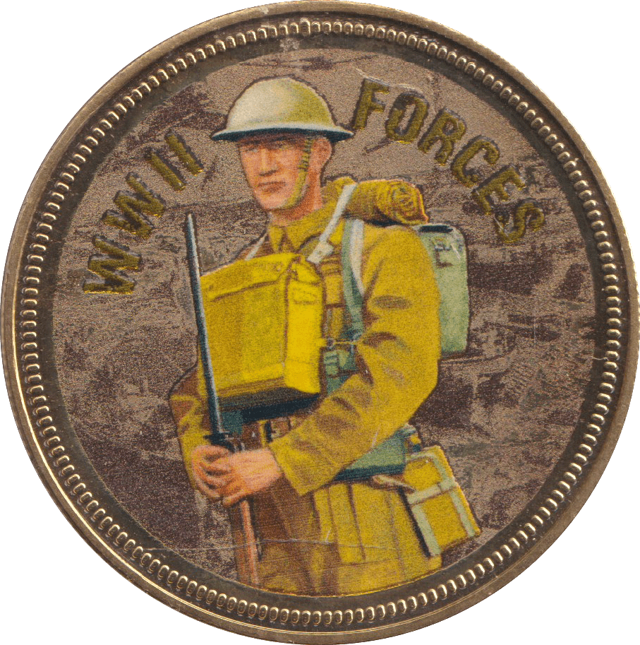 2018 PROOF CARAT GOLD PLATED COMMEMORATIVE WWII FORCES - WORLD COINS - Cambridgeshire Coins