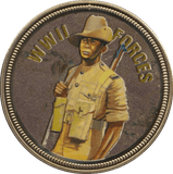 2018 PROOF CARAT GOLD PLATED COMMEMORATIVE WWII FORCES - WORLD COINS - Cambridgeshire Coins