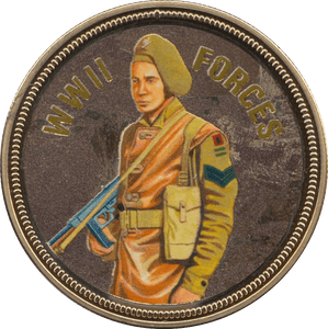 2018 PROOF CARAT GOLD PLATED COMMEMORATIVE WWII FORCES - WORLD COINS - Cambridgeshire Coins