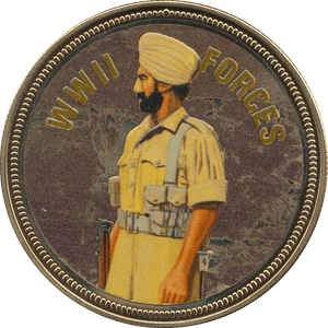 2018 PROOF CARAT GOLD PLATED COMMEMORATIVE WWII FORCES - WORLD COINS - Cambridgeshire Coins