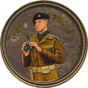 2018 PROOF CARAT GOLD PLATED COMMEMORATIVE WWII FORCES - WORLD COINS - Cambridgeshire Coins