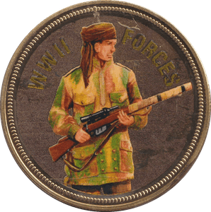 2018 PROOF CARAT GOLD PLATED COMMEMORATIVE WWII FORCES - WORLD COINS - Cambridgeshire Coins