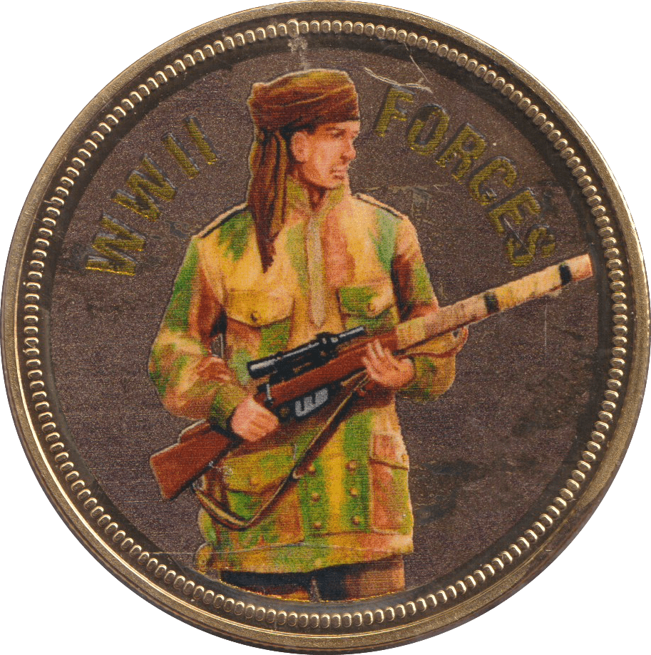 2018 PROOF CARAT GOLD PLATED COMMEMORATIVE WWII FORCES - WORLD COINS - Cambridgeshire Coins