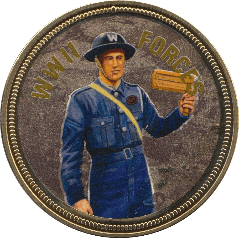2018 PROOF CARAT GOLD PLATED COMMEMORATIVE WWII FORCES - WORLD COINS - Cambridgeshire Coins