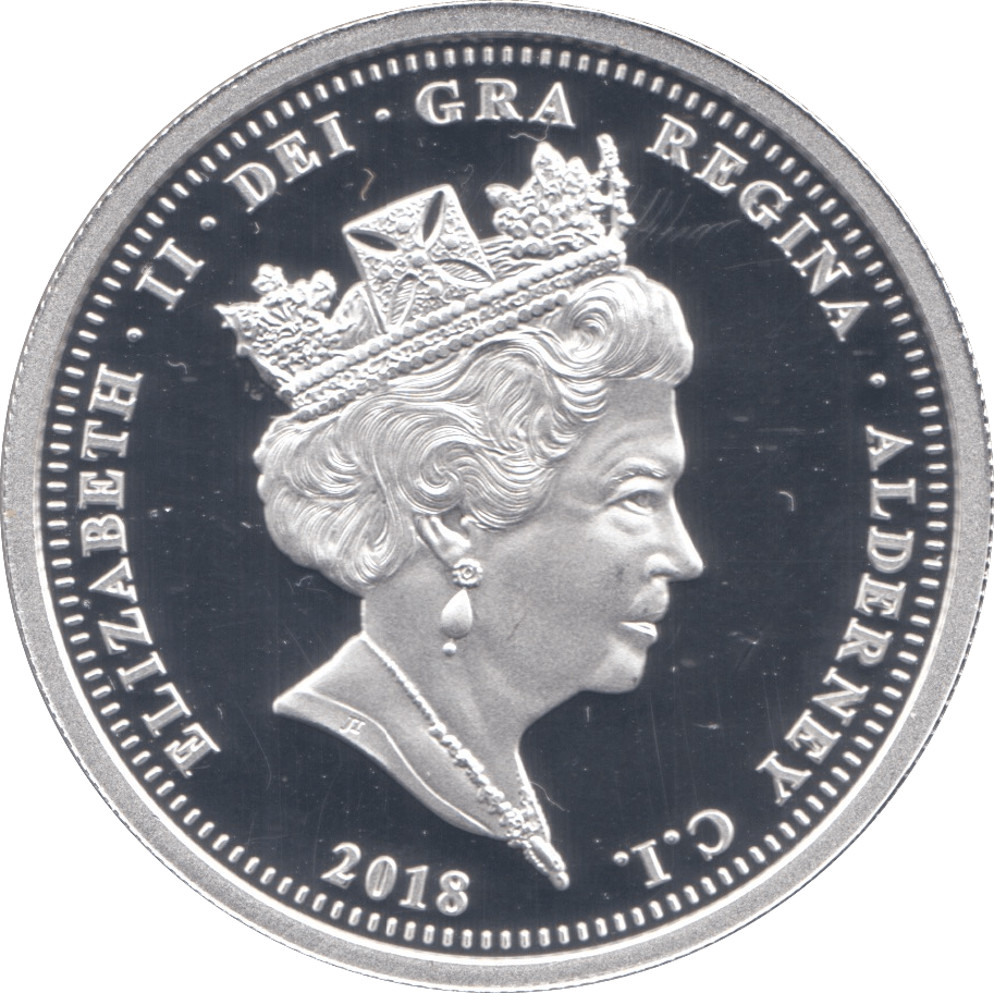 2018 PROOF QUEEN ELIZABETH II CORONATION ANNIVERSARY £5 ALDERNEY - SILVER WORLD COINS - Cambridgeshire Coins