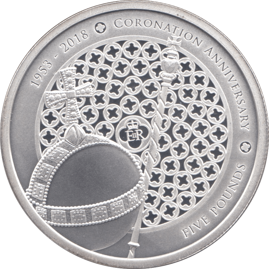 2018 PROOF QUEEN ELIZABETH II CORONATION ANNIVERSARY £5 ALDERNEY - SILVER WORLD COINS - Cambridgeshire Coins