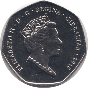 2018 RED COLOBUS MONKEY FIFTY PENCE BRILLIANT UNCIRCULATED GIBRALTAR - WORLD COINS - Cambridgeshire Coins