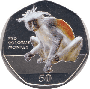 2018 RED COLOBUS MONKEY FIFTY PENCE BRILLIANT UNCIRCULATED GIBRALTAR - WORLD COINS - Cambridgeshire Coins