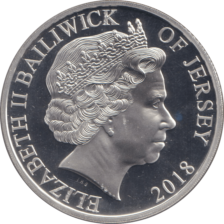 2018 SILVER FIVE POUNDS JERSEY - SILVER WORLD COINS - Cambridgeshire Coins