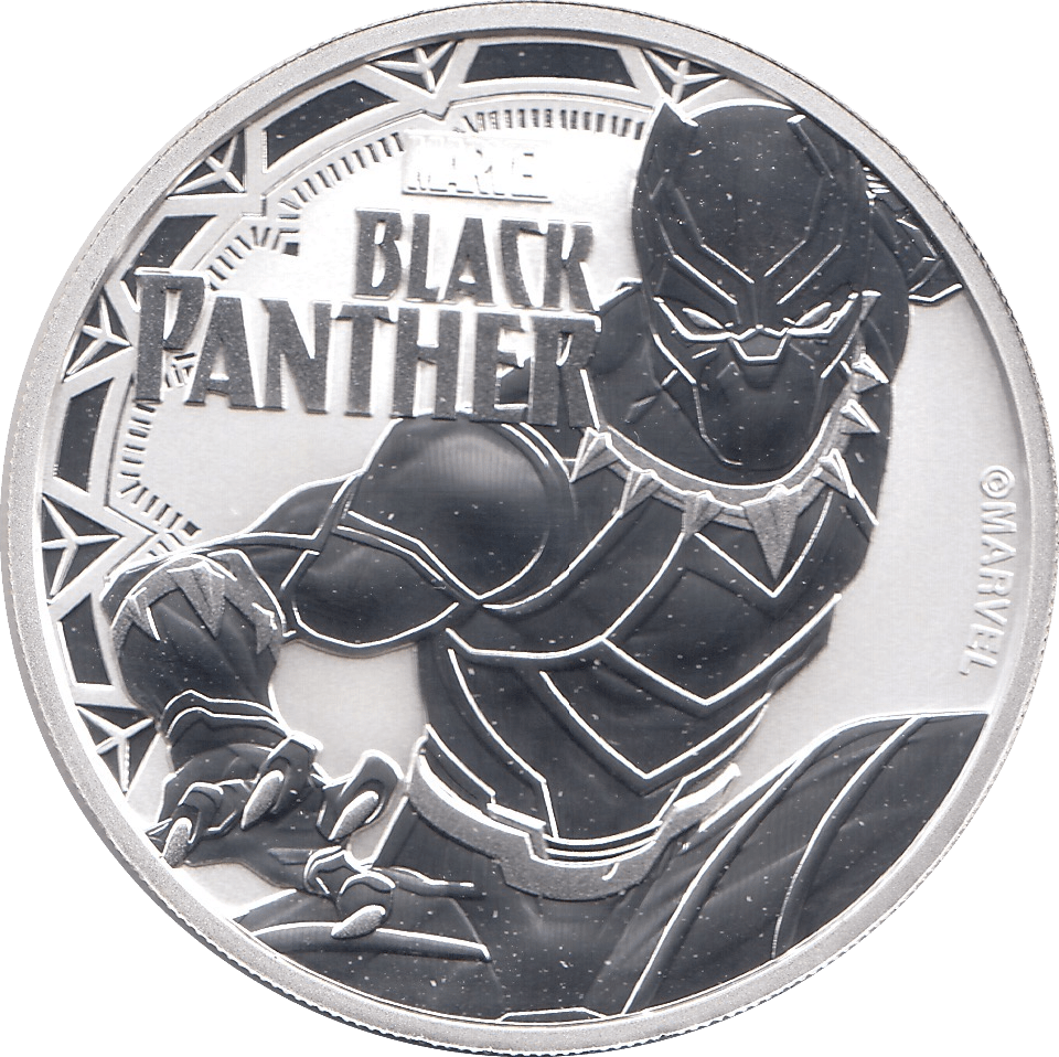 2018 SILVER MARVEL ONE DOLLAR BLACK PANTHER TUVALU - SILVER WORLD COINS - Cambridgeshire Coins