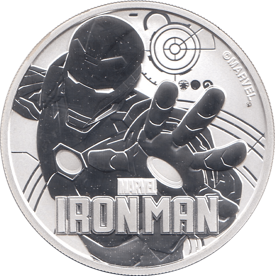 2018 SILVER MARVEL ONE DOLLAR IRON MAN TUVALU - SILVER WORLD COINS - Cambridgeshire Coins