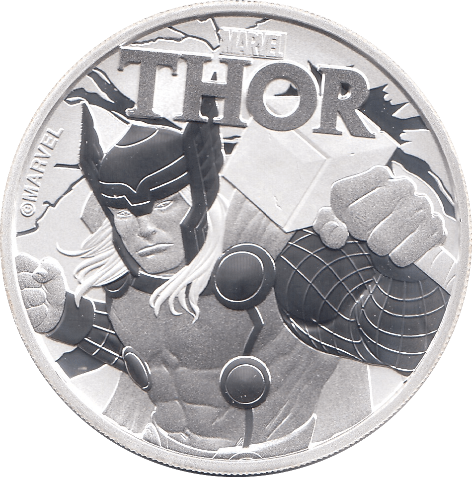 2018 SILVER MARVEL ONE DOLLAR THOR TUVALU - SILVER WORLD COINS - Cambridgeshire Coins