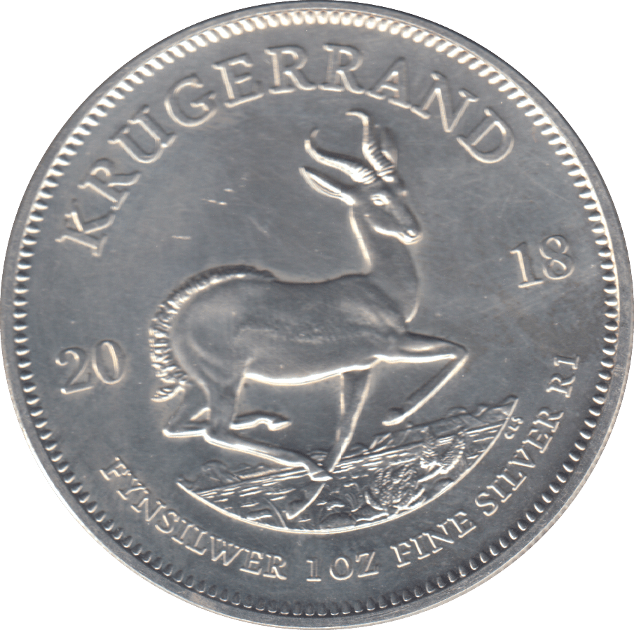 2018 SILVER ONE OUNCE FINE SILVER KRUGERRAND SOUTH AFRICA - SILVER WORLD COINS - Cambridgeshire Coins