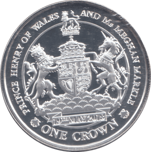 2018 SILVER PLATED CROWN HARRY & MEGHAN ROYAL WEDDING COMMEMORATIVE COIN - WORLD COINS - Cambridgeshire Coins