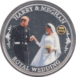 2018 SILVER PLATED HARRY & MEGHAN ROYAL WEDDING COMMEMORATIVE COIN - WORLD COINS - Cambridgeshire Coins