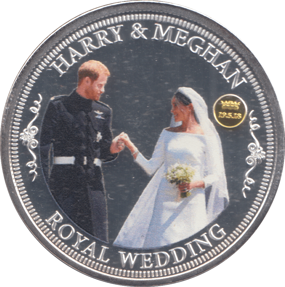 2018 SILVER PLATED HARRY & MEGHAN ROYAL WEDDING COMMEMORATIVE COIN - WORLD COINS - Cambridgeshire Coins