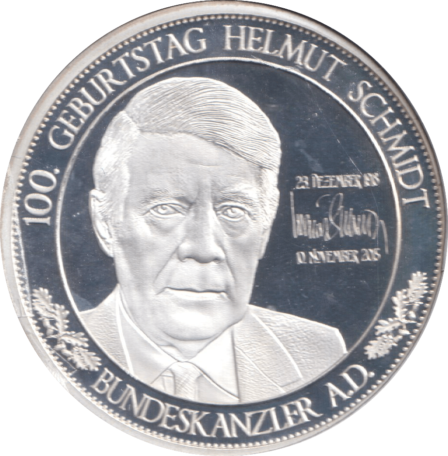 2018 SILVER PROOF GERMANY MEDALLION CHANCELLOR HELMUT SCHMIDT - WORLD COINS - Cambridgeshire Coins