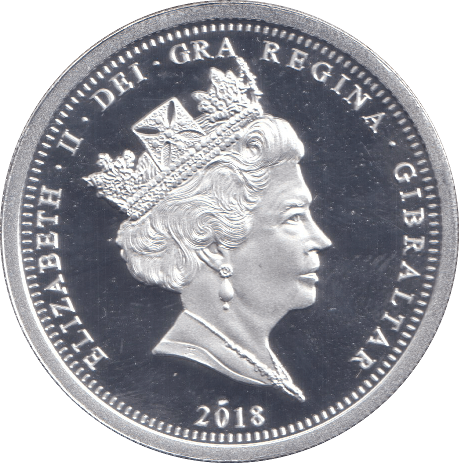 2018 SILVER PROOF ONE CROWN GIBRALTAR - SILVER WORLD COINS - Cambridgeshire Coins