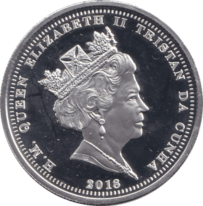 2018 SILVER PROOF PLATED ONE CROWN TRISTAN DA CUNHA - WORLD COINS - Cambridgeshire Coins