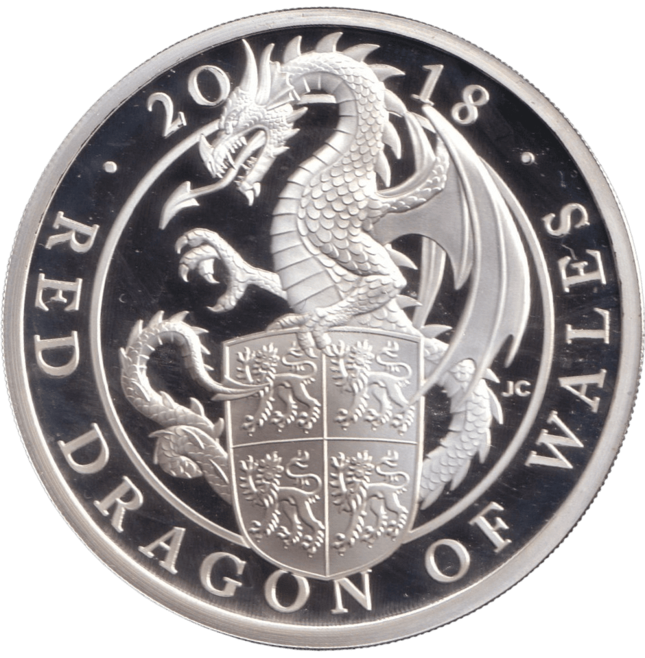 2018 SILVER PROOF TWO POUND QUEEN'S BEASTS RED DRAGON OF WALES - SILVER WORLD COINS - Cambridgeshire Coins