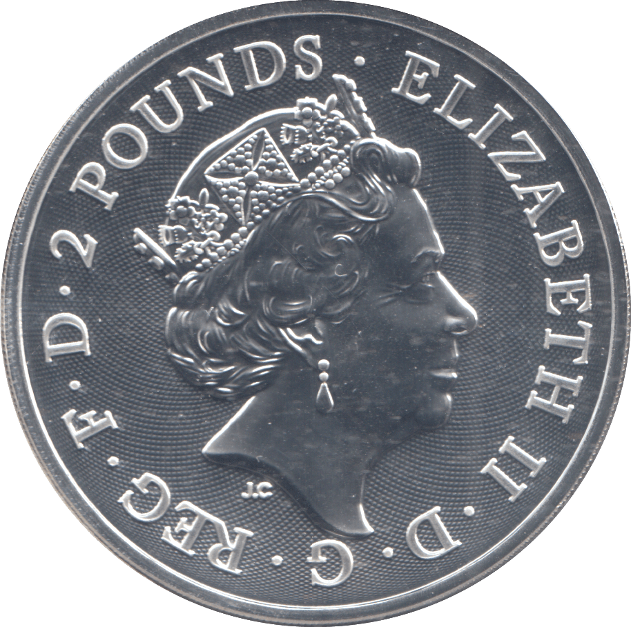 2019 1 OZ FINE SILVER 999 PROOF 2 POUNDS - SILVER WORLD COINS - Cambridgeshire Coins