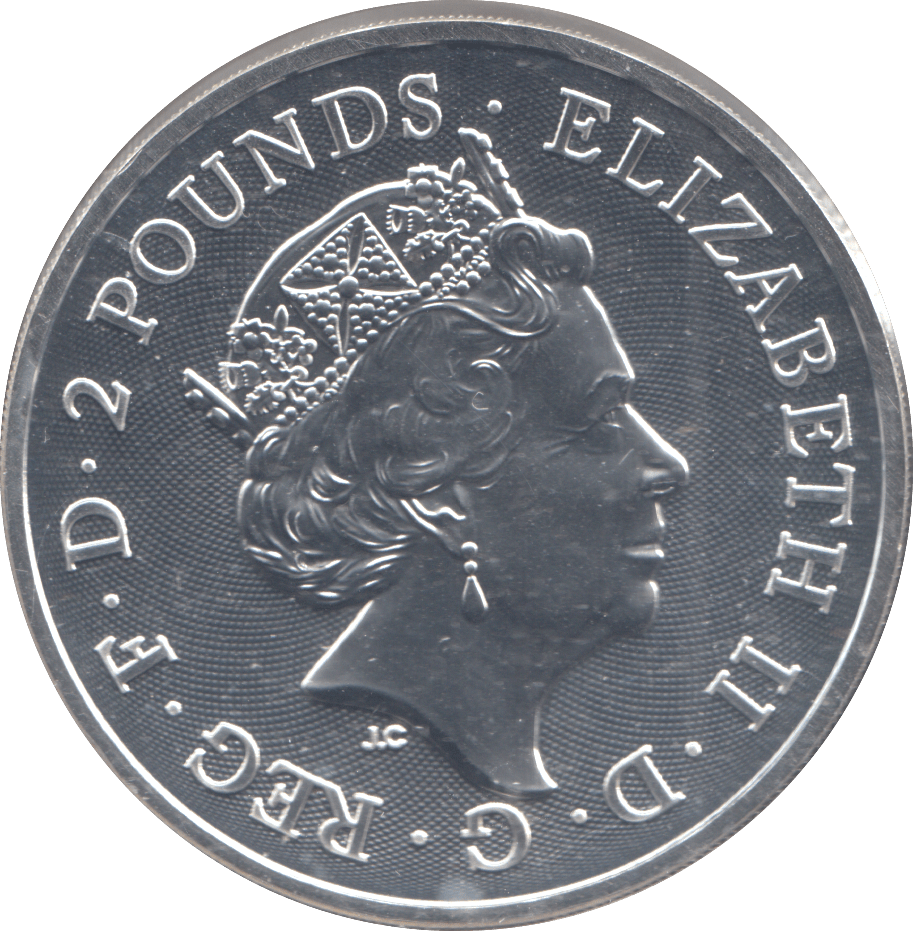 2019 1 OZ FINE SILVER 999 PROOF 2 POUNDS - SILVER WORLD COINS - Cambridgeshire Coins