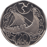 2019 20 PENCE VIKING SHIP ISLE OF MAN ( BU ) - WORLD COINS - Cambridgeshire Coins