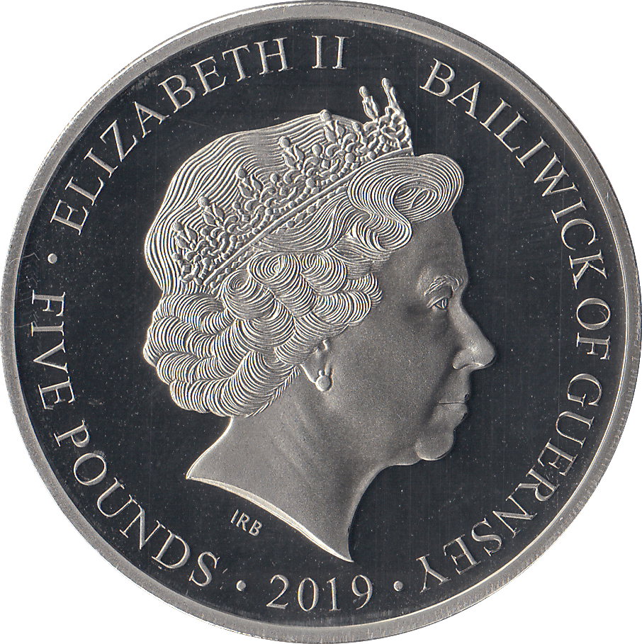 2019 £5 JERSEY 12:15 CHURCHILL ANNOUNCES D - DAY - £5 Proof - Cambridgeshire Coins