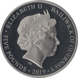 2019 £5 JERSEY 12:15 CHURCHILL ANNOUNCES D - DAY - £5 Proof - Cambridgeshire Coins