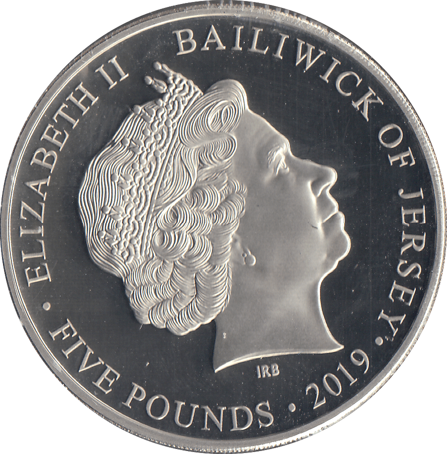2019 £5 JERSEY 2:00 BOMBERS LEAVE BRITAIN - £5 Proof - Cambridgeshire Coins