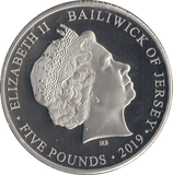 2019 £5 JERSEY 2:00 BOMBERS LEAVE BRITAIN - £5 Proof - Cambridgeshire Coins