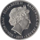 2019 £5 JERSEY 4:45 TROOPS SECURE MERVILLE - £5 Proof - Cambridgeshire Coins