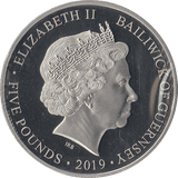 2019 £5 JERSEY 6:30 US TROOP LANDINGS - £5 Proof - Cambridgeshire Coins