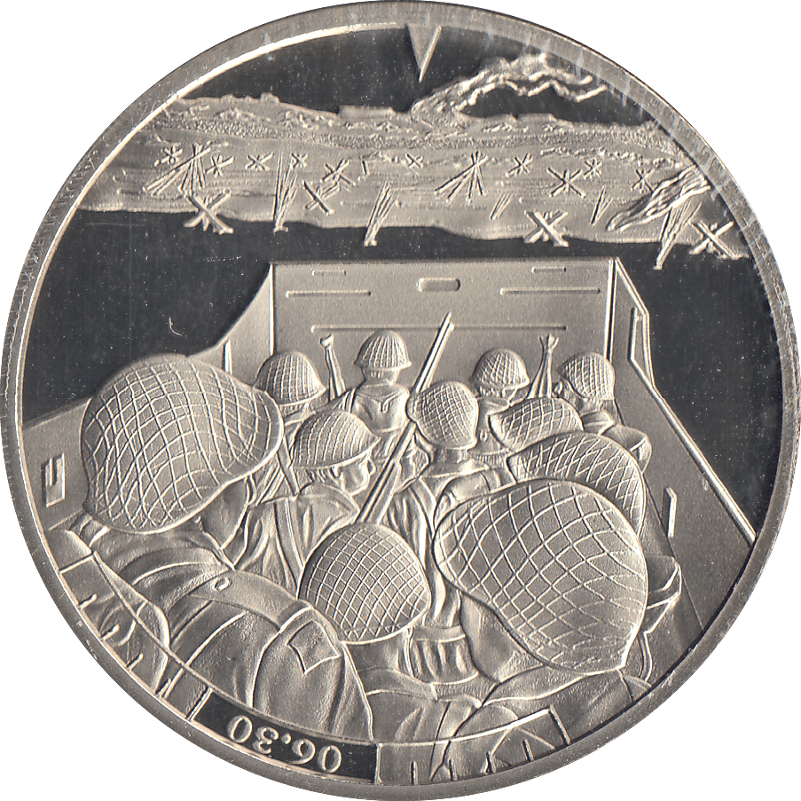 2019 £5 JERSEY 6:30 US TROOP LANDINGS - £5 Proof - Cambridgeshire Coins