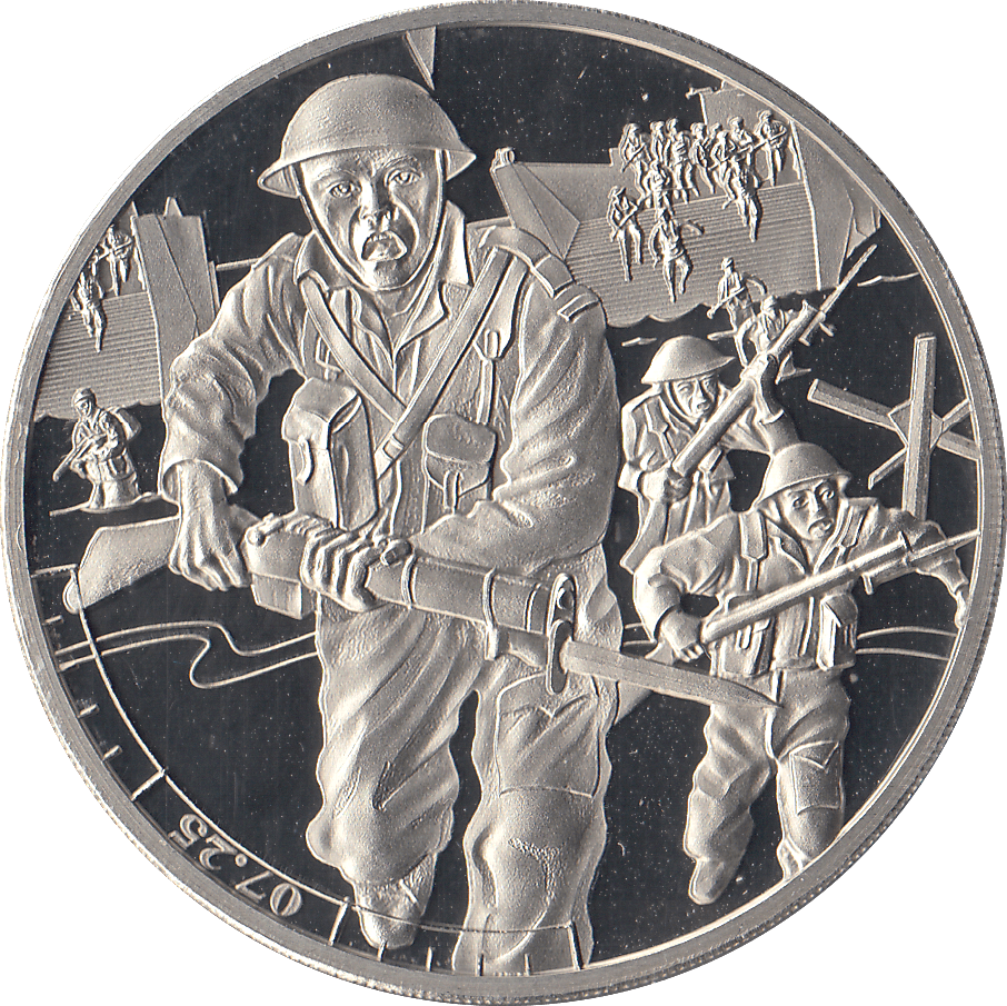 2019 £5 JERSEY 7:25 BRITISH TROOP LANDING - £5 Proof - Cambridgeshire Coins